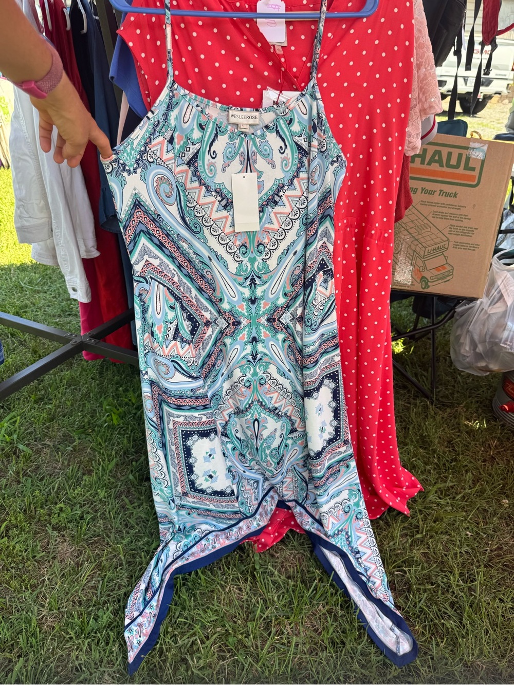 Blue & Teal Paisley Print Maxi Dress